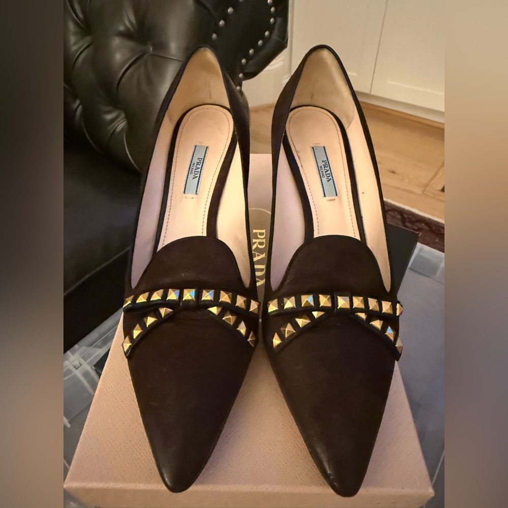 Prada Vintage Brown Suede Heels Size 39